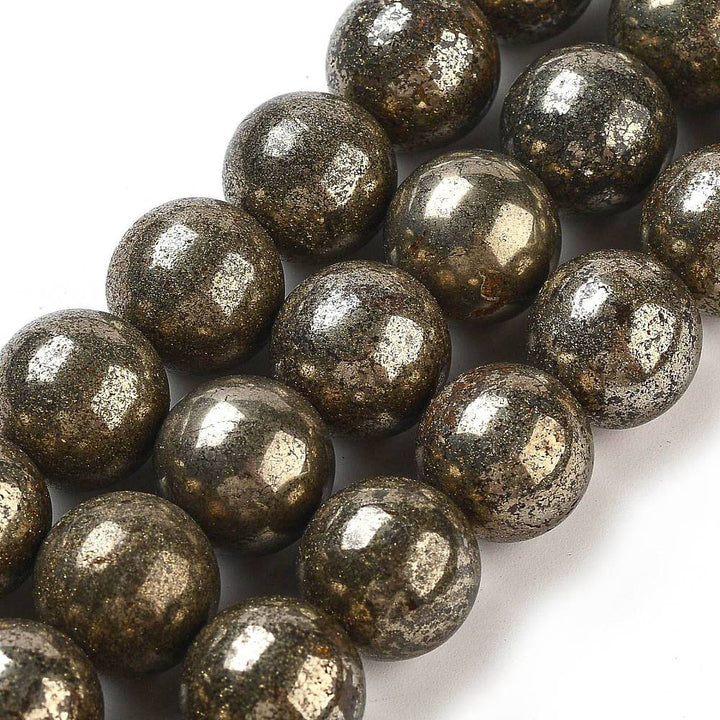 Pyrite Beads, Semi Precious Stone, 8mm, 48pcs/strand