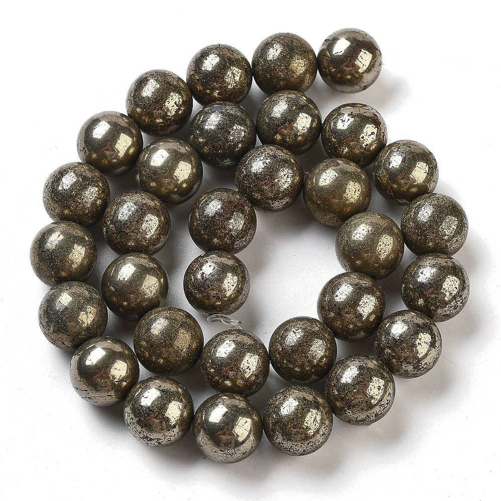 Pyrite Beads, Semi Precious Stone, 8mm, 48pcs/strand