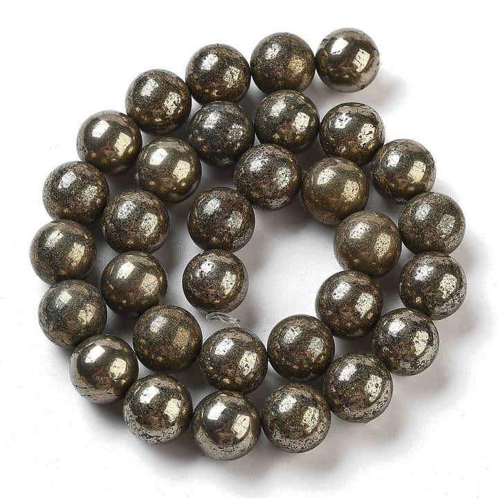 Pyrite Beads, Semi Precious Stone, 8mm, 48pcs/strand