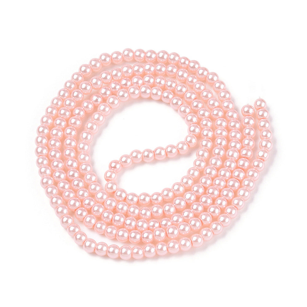 Glass Pearl Beads, Round, Soft Pink Color Pearls Beads for Jewelry Making.

Size: 4-4.5mm in diameter, hole: 1mm, approx. 200-210pcs/strand, 30 inches/strand

Material: The Beads are Made from Glass. Misty Pink Color, Pearlized, Shinny Finish