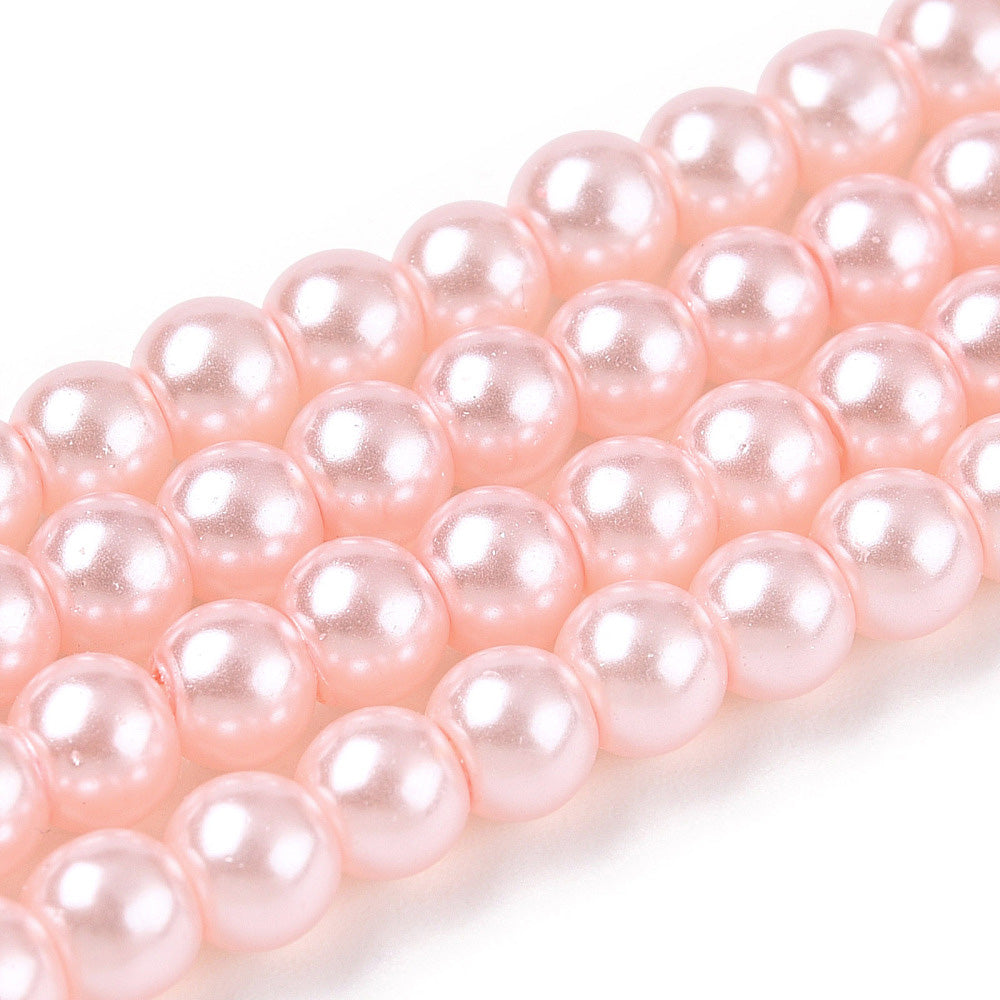 Glass Pearl Beads, Round, Soft Pink Color Pearls Beads for Jewelry Making.

Size: 4-4.5mm in diameter, hole: 1mm, approx. 200-210pcs/strand, 30 inches/strand

Material: The Beads are Made from Glass. Misty Pink Color, Pearlized, Shinny Finish