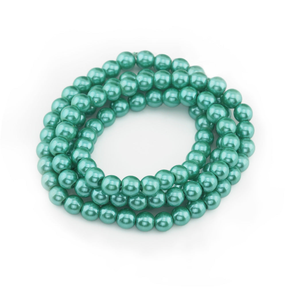Glass Pearl Beads, Round, Turquoise Sea Green Color for DIY Jewelry Making.

Size: 6mm in diameter