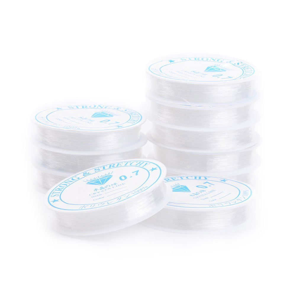 Elastic Crystal Thread, Clear, Transparent, Stretchy Beading Elastic Cord for DIY Jewelry Design. Great Stringing Material Choice for Stretch Bracelets. Affordable Jewelry Supplies. Size: 0.7mm in diameter, approx. 9.29 yards(8.5m)/roll.