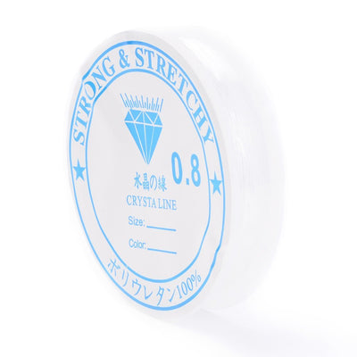 Elastic Crystal Thread, Clear, Transparent, Stretchy Beading Elastic Cord for DIY Jewelry Design. Great Stringing Material Choice for Stretch Bracelets. Affordable Jewelry Supplies.  Size: 0.8mm in diameter, approx. 8 yards(7.5m)/roll.