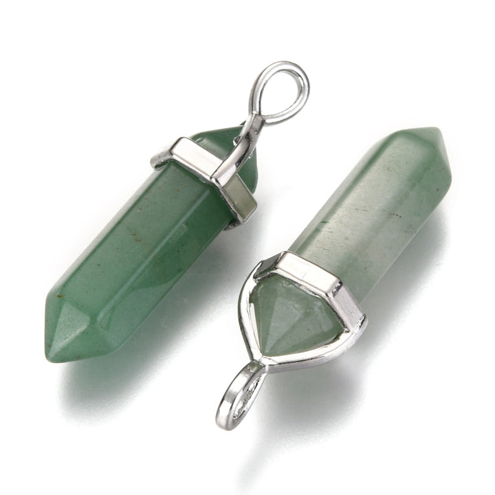 Green Aventurine Pendant, Semi-Precious Gemstone, 38x12mm, 1pcs/package