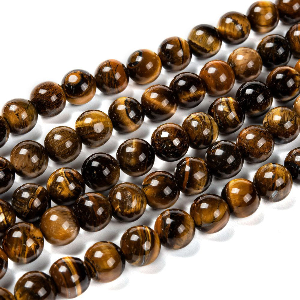 Tiger Eye Beads, Round, Yellow Color. Semi-precious Gemstone Tiger Eye Beads for DIY Jewelry Making.    Size: 10mm Diameter, Hole: 1mm, approx. 38pcs/strand, 15 inches long.  Material: Grade "AB" Genuine Natural Tiger Eye Stone Beads, Shinny, Polished Finish. 