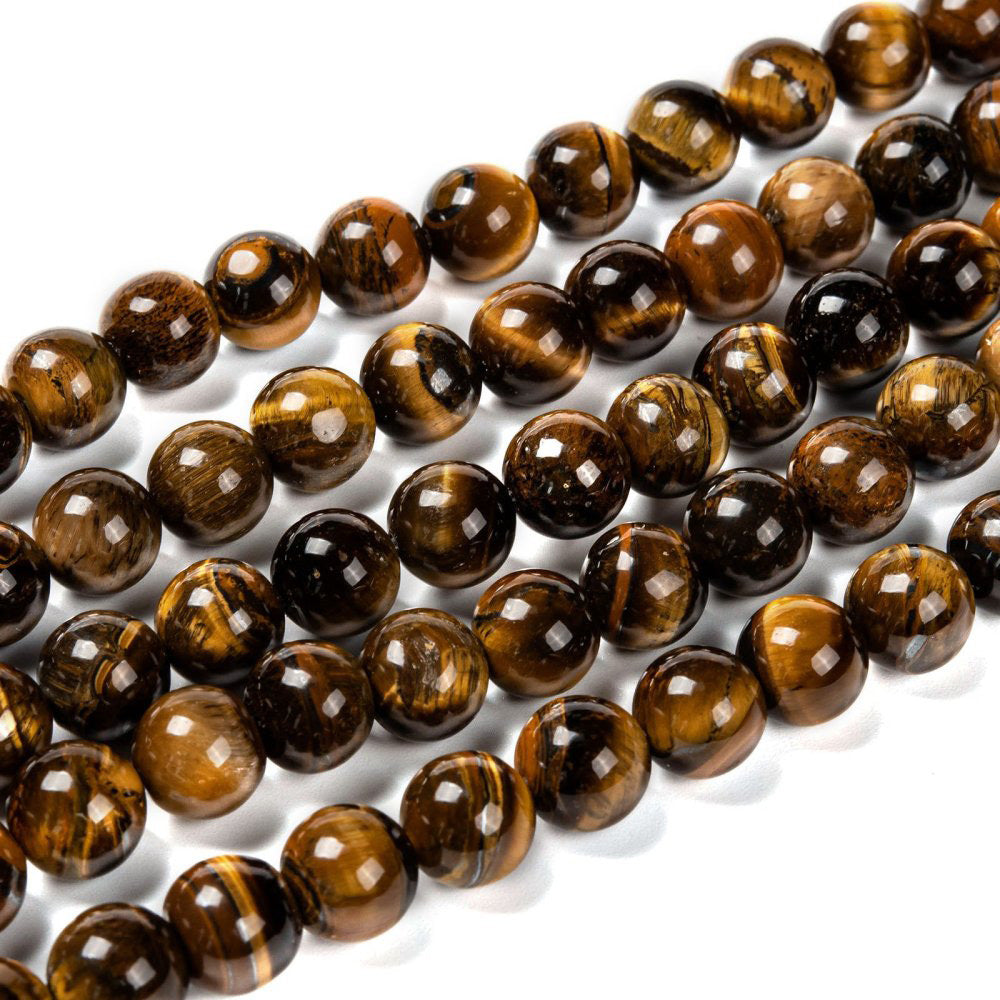 Tiger Eye Beads, Round, Yellow Color. Semi-precious Gemstone Tiger Eye Beads for DIY Jewelry Making.    Size: 12-12.5mm Diameter, Hole: 1.5mm, approx. 28-30pcs/strand, 15 inches long.  Material: Grade "AB" Genuine Natural Tiger Eye Stone Beads, Polished Finish. 