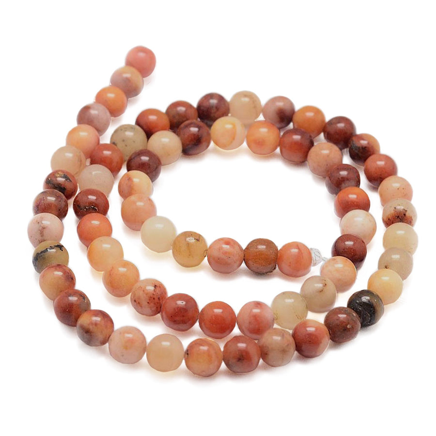 Natural Topaz Jade Beads, Round, Opaque Yellow/Orange Multi-Color. Semi-Precious Crystal Gemstone Beads for Jewelry Making. Great for Stretch Bracelets.  Size: 10mm Diameter, Hole: 1mm; approx. 37pcs/strand, 15" inches long.