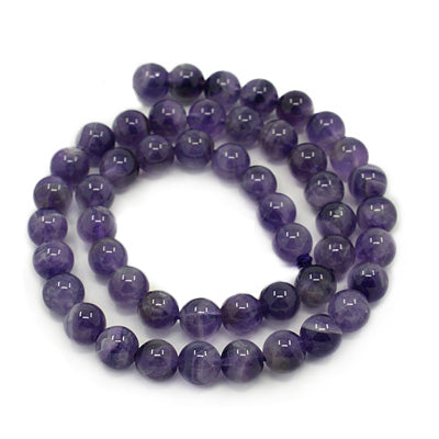 Natural Amethyst Beads, Round, Purple Color. Grade AB Semi-Precious Gemstone Beads for DIY Jewelry Making. Gorgeous,   Size: 14mm Diameter, Hole: 1mm; approx. 26-28pcs/strand.  Material: Grade "AB" Natural Amethyst Beads, Dark Purple Color. Polished, Shinny Finish. 