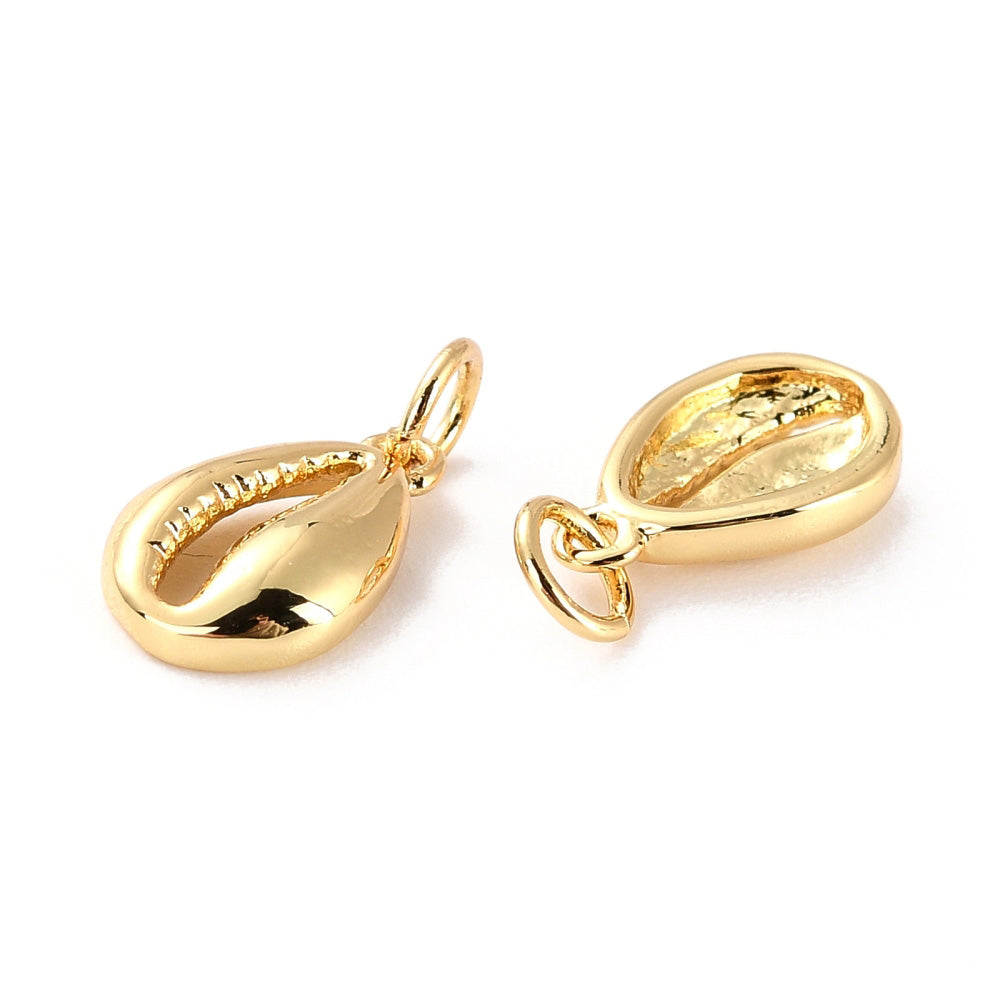 18K Gold Plated Brass Charms, Shell,10x6mm, 1pcs