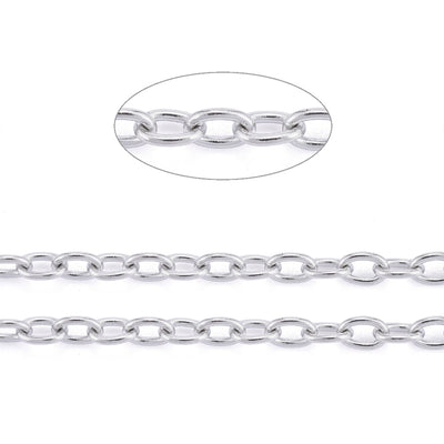 Stainless Steel Cable Chain, Oval Shape, Stainless Steel Color Chain for making DIY Jewelry.  Color: Stainless Steel   Size: 3x2x0.5mm sold per/1m  Material: 304 Stainless Steel