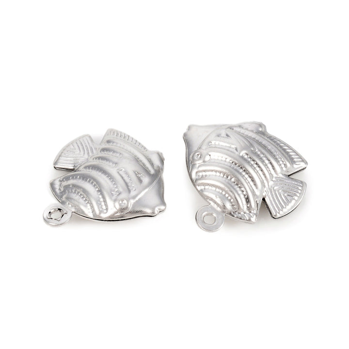 304 Stainless Steel Fish Charm Beads, Stainless Steel Colored Charms for DIY Jewelry Making. Charms for Bracelet and Necklace Making.  Size: approx. 17mm Width, 17mm Length, 5.5mm Thick, Hole: 1.2mm, Quantity: 5 pcs/bag.   Material: 304 Stainless Steel Charms. Stainless Steel Silver Color. Polished Shinny Finish.