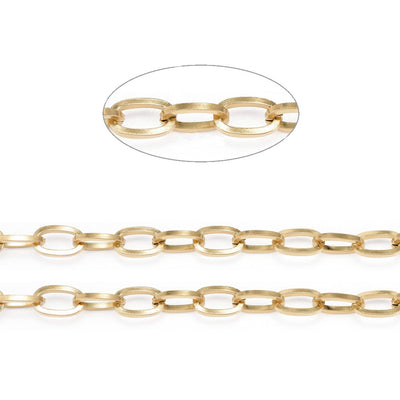 Stainless Steel Cable Chain, 18K Gold-Plated Chain for making DIY Jewelry.  Color: Stainless Steel   Size: 7x4x0.8mm sold per/1m  Material: 304 Stainless Steel, Ion Plating, 18K Gold-Plated Stainless-Steel Chain.