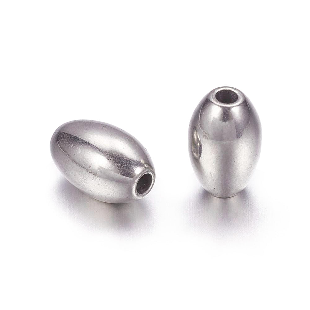304 Stainless Steel Spacer Beads Oval Stainless Steel Color 9x6mm Bead Lot