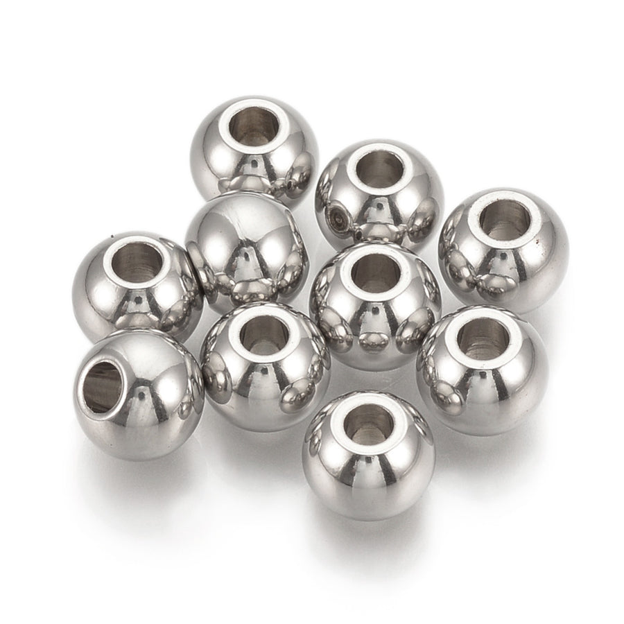 Stainless Steel Round Spacer Beads, Stainless Steel Color. Spacers for DIY Jewelry Making Projects. High Quality, Versatile, Non-Tarnish Spacers for Beading Projects.  Size: 5mm Diameter, 4mm Thick, Hole: 2.5mm, approx. 25pcs/bag.   Material: 304 Stainless Steel Spacer Beads. Non-Tarnish, Stainless Steel Silver Color, Round.  Polished Shinny Finish.