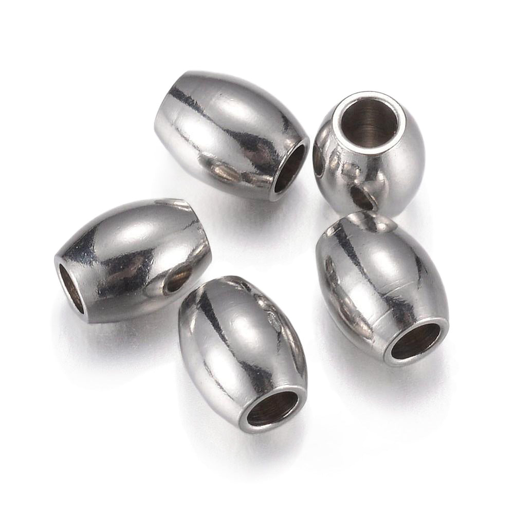 304 Stainless Steel Spacer Beads, Barrel, 5x4mm, 25pcs/bag