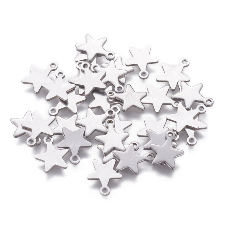 304 Stainless Steel Star Charms,10x8x0.8mm, Qty: 5pcs
