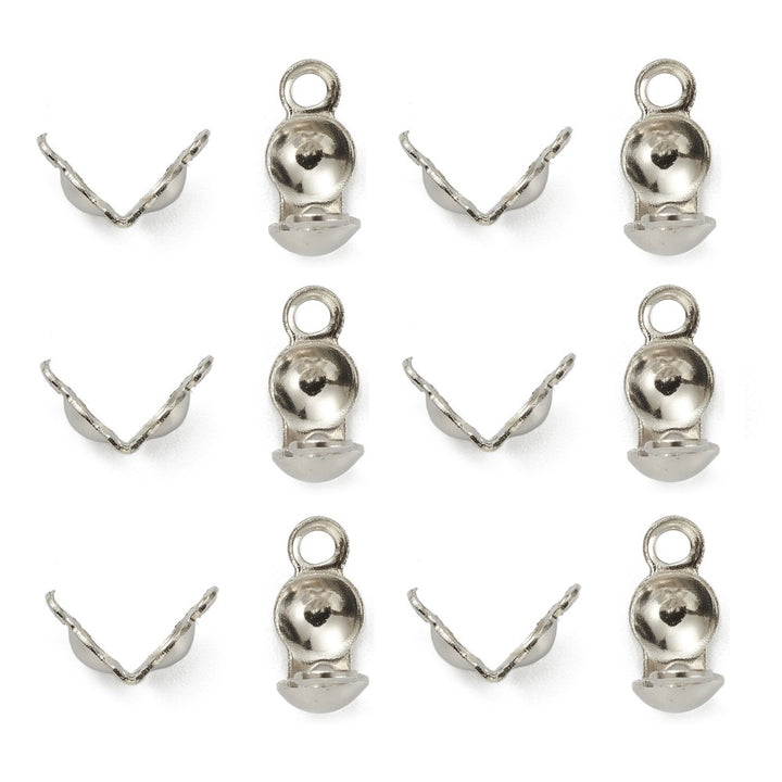 Stainless Steel Bead Tips, Stainless Steel Color Clamshell Knot Covers for DIY Jewelry Making.  Size: 6x3mm approx. 25pcs/pkg  Material: 304 Stainless Stell Bead Tip Clamshell Covers, Stainless Steel color Calotte Ends.