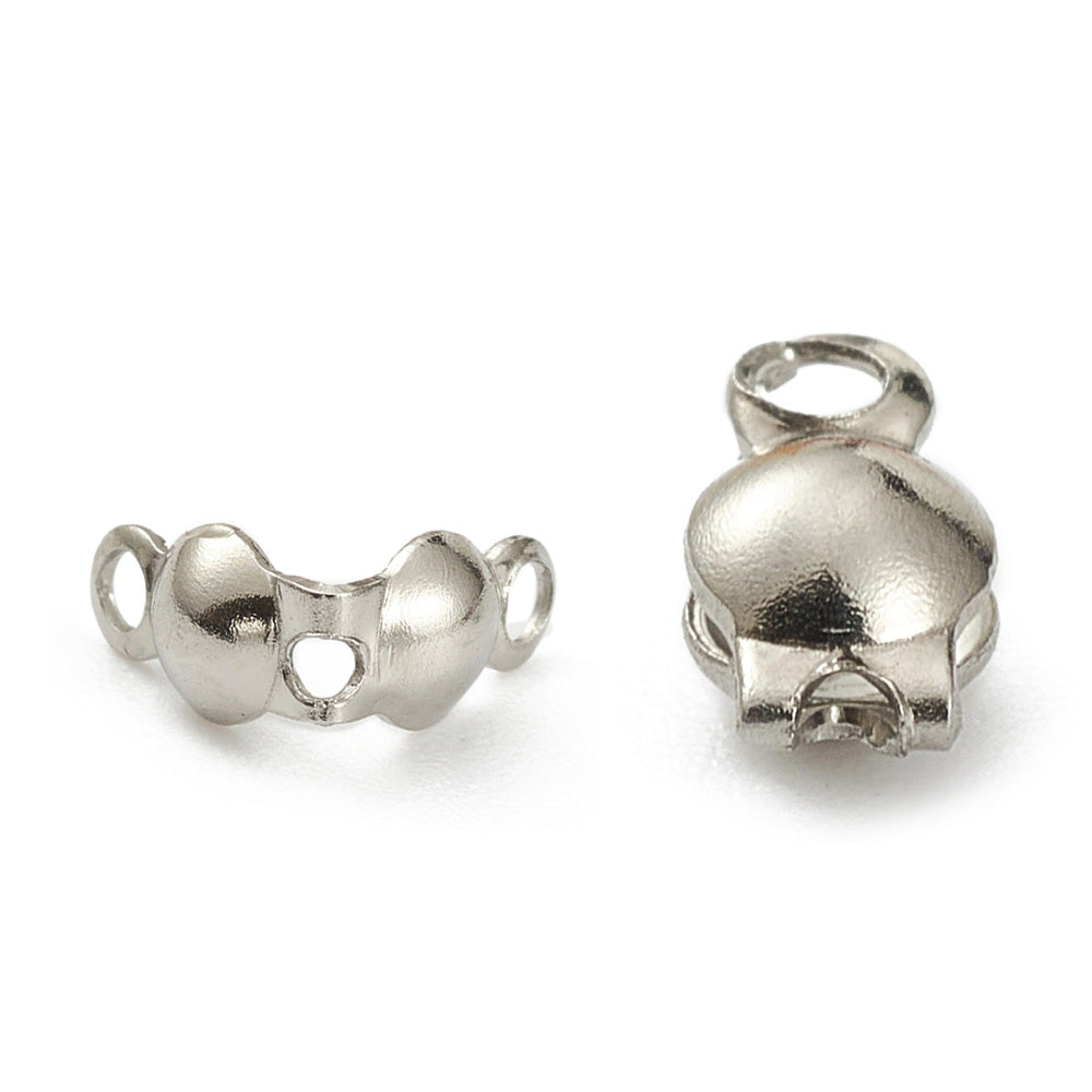 Stainless Steel Bead Tips, Stainless Steel Color Clamshell Knot Covers for DIY Jewelry Making.  Size: 6x3mm approx. 25pcs/pkg  Material: 304 Stainless Stell Bead Tip Clamshell Covers, Stainless Steel color Calotte Ends.