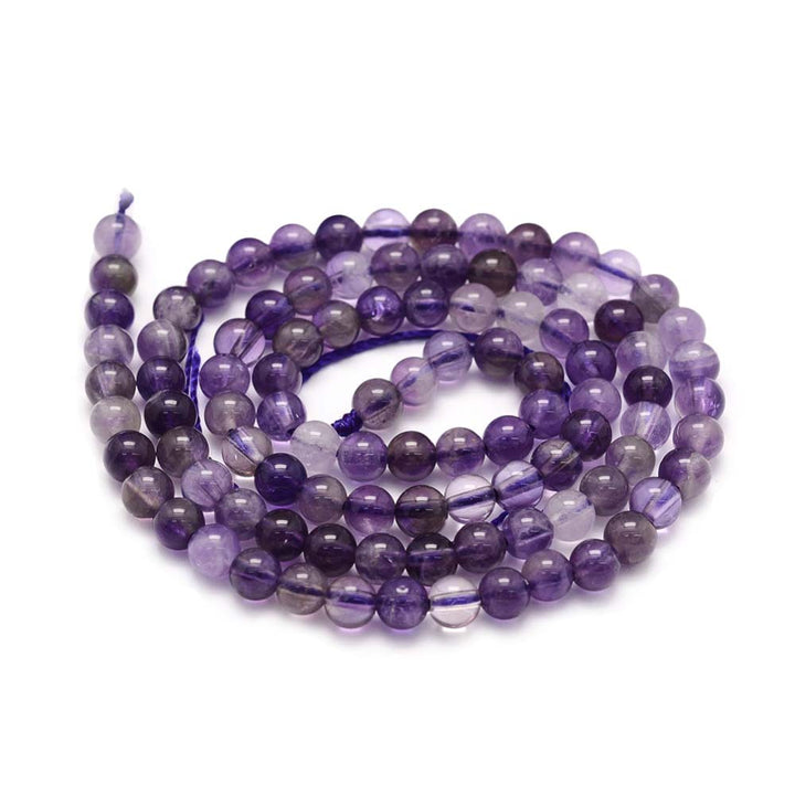 Gorgeous Amethyst Crystal Beads, Round, Purple Color. Semi-Precious Gemstone Beads for DIY Jewelry Making. Gorgeous, High Quality Crystal Beads.  Size: 4-4.5mm Diameter, Hole: 1mm; approx. 85pcs/strand, 14.5" Inches Long.  Material: Genuine Natural Amethyst Beads, High Quality Crystal Beads. Purple Color. Polished, Shinny Finish. 