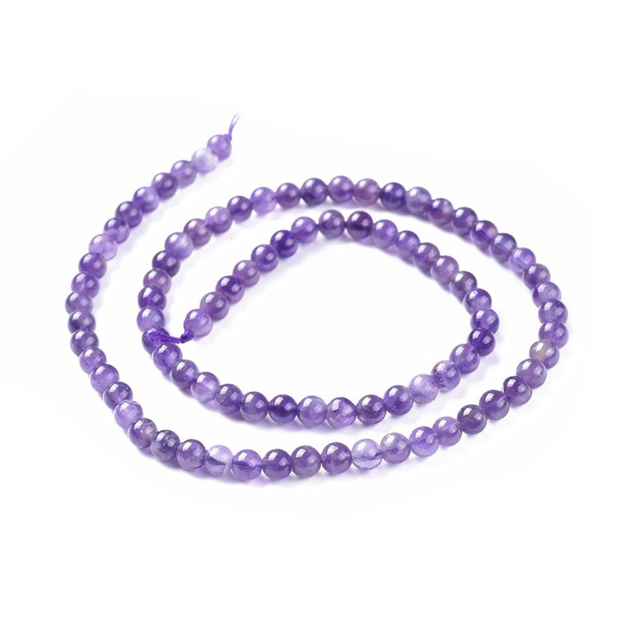 Gorgeous Amethyst Crystal Beads, Round, Purple Color. Semi-Precious Gemstone Beads for DIY Jewelry Making. Gorgeous, High Quality Crystal Beads.  Size: 4mm Diameter, Hole: 0.6mm; approx. 85pcs/strand, 14.5" Inches Long.  Material: Genuine Natural Amethyst Beads, High Quality Crystal Beads. Purple Color. Polished, Shinny Finish. 