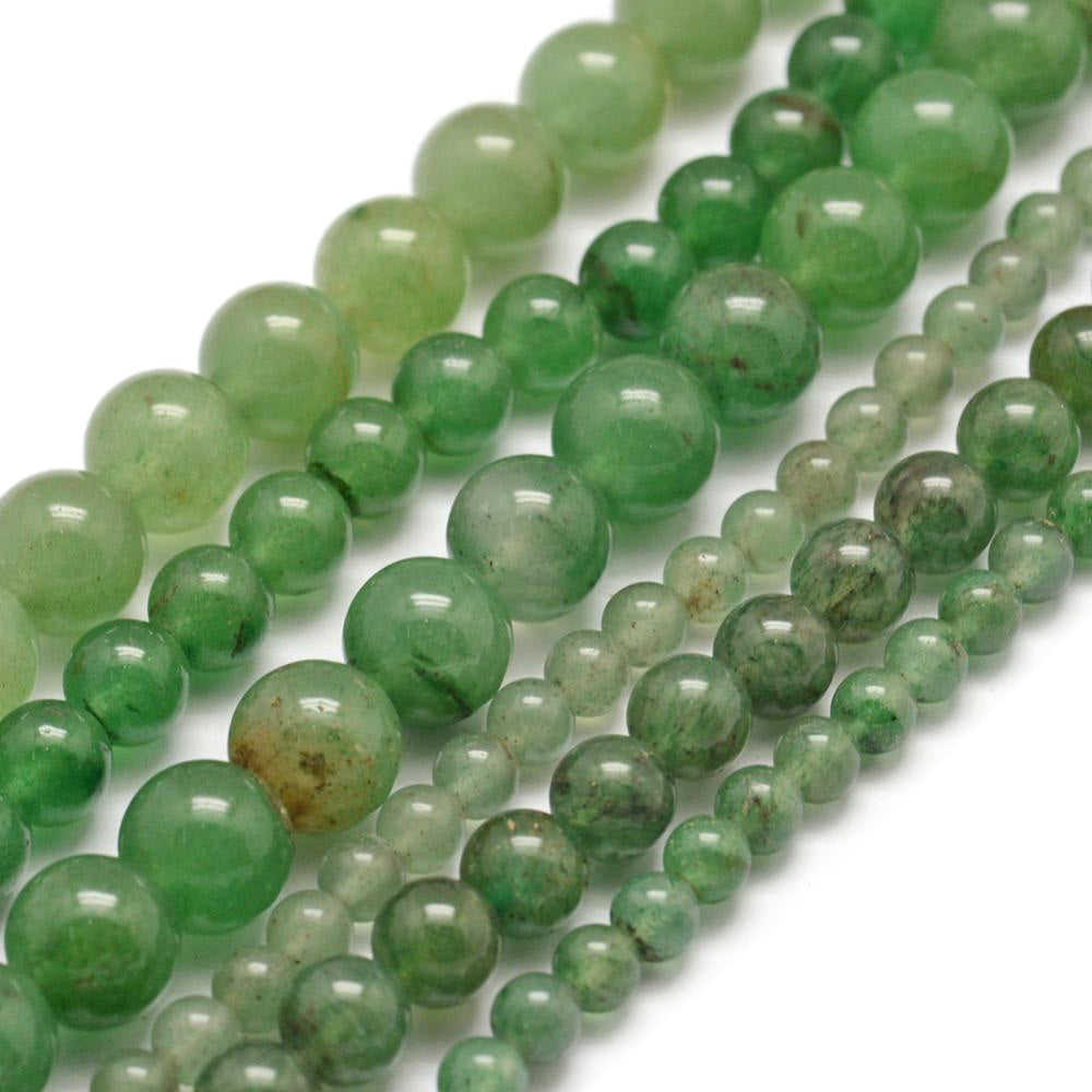 Natural Green Aventurine Beads, Green Color. Semi-precious Gemstone Beads for DIY Jewelry Making. Great for Stretch Bracelets.  Size: 4mm Diameter, Hole: 0.8mm, approx. 88 pcs/strand 15" Inches Long.   Material: Genuine Natural Green Aventurine Stone Loose Beads, Green Color. Shinny, Polished Finish. 
