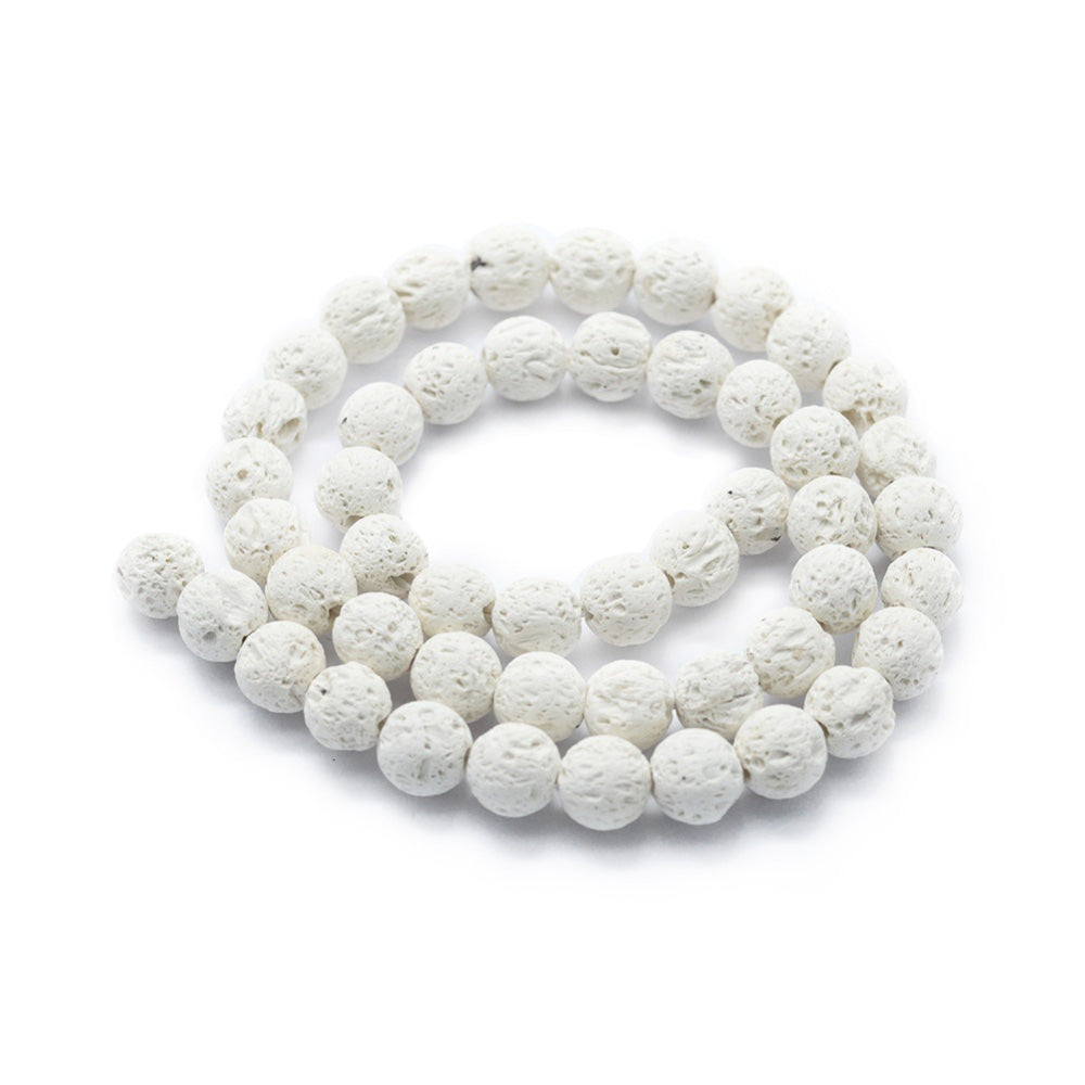 Lava Rock Beads, Semi-Precious Stone, White Color, 8mm, 47pcs/strand