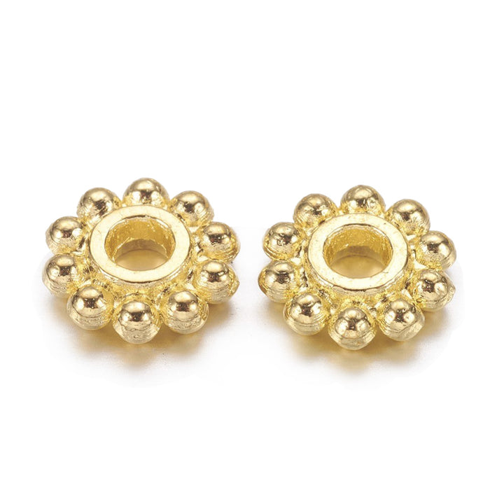 Spacer Beads, Gear, Antique Gold Color, Daisy Spacers, 6.5mm, 50pcs/bag