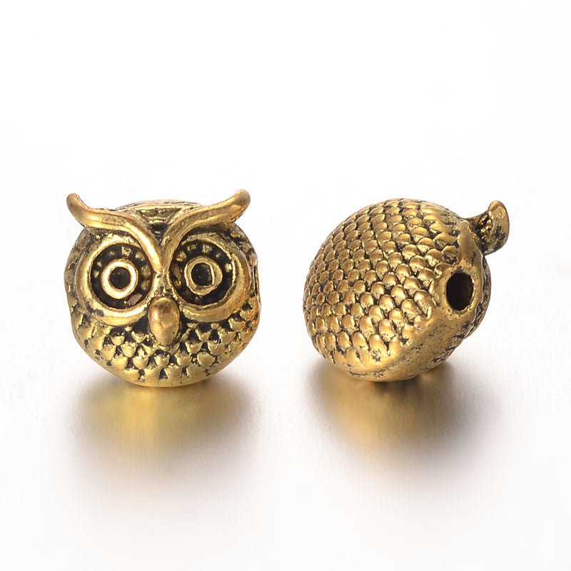Owl Spacer Beads, Alloy Spacers, Mixed Color, 11x11x9mm, Qty: 5pcs/bag