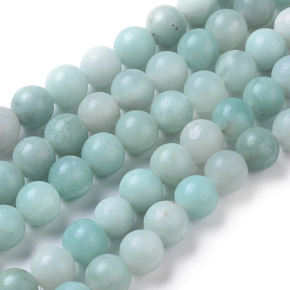 Natural Amazonite Beads, Round, Cyan Blue Color. Blue Amazonite Gemstone Beads for DIY Jewelry Making.   Size: 8mm diameter, hole: 1mm; about 45pcs/strand, 15" inches long.  Material: Genuine Amazonite Stone Beads, High Quality Stone Beads. Cyan Blue, Polished, Shinny Finish.   Amazonite Properties: Amazonite Beads are known as the Stone of Hope. Amazonite is also Associated with Money, Luck and Overall, Success. 