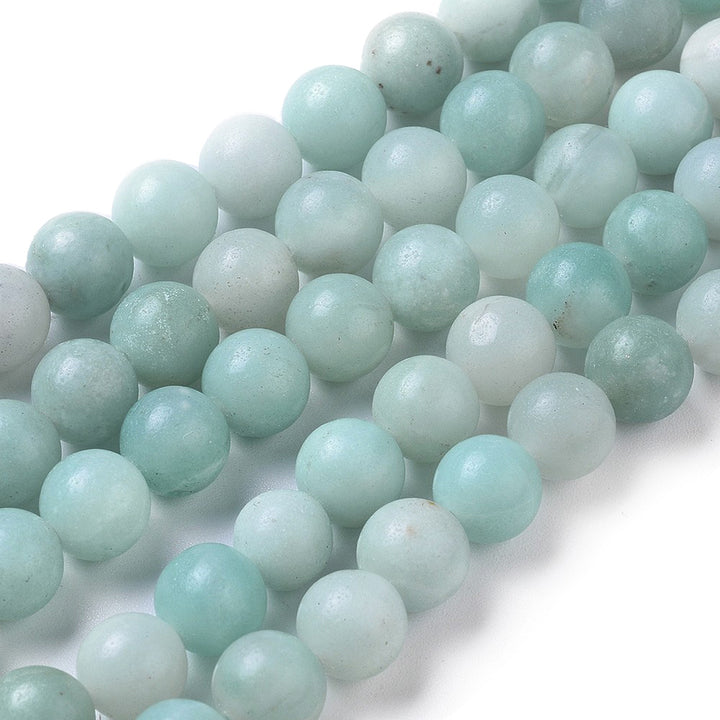 Natural Amazonite Beads, Round, Cyan Blue Color. Blue Amazonite Gemstone Beads for DIY Jewelry Making.   Size: 8mm diameter, hole: 1mm; about 45pcs/strand, 15" inches long.  Material: Genuine Amazonite Stone Beads, High Quality Stone Beads. Cyan Blue, Polished, Shinny Finish.   Amazonite Properties: Amazonite Beads are known as the Stone of Hope. Amazonite is also Associated with Money, Luck and Overall, Success. 