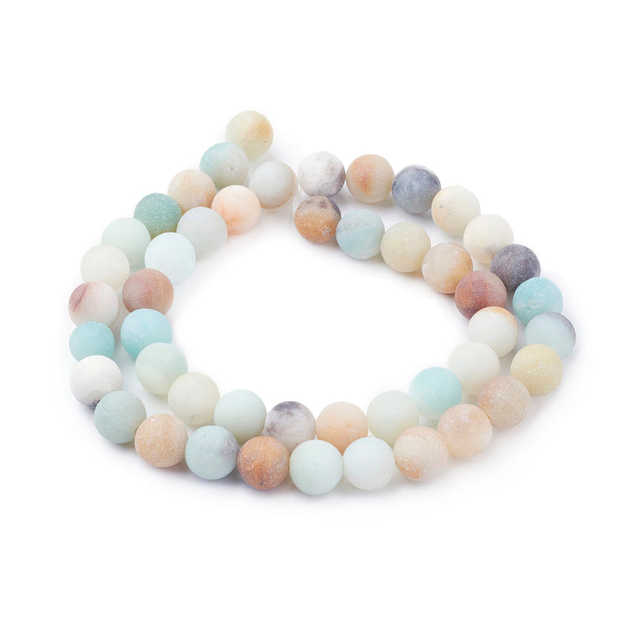 Natural Frosted Amazonite Beads, Round. Semi-Precious Amazonite Beads for DIY Jewelry Making. High Quality Beads for Making Mala Bracelets and Necklaces.  Size: 6mm in diameter, hole: 1mm, approx. 63pcs/strand, 14.5-15 inches long.  Material: Genuine Frosted Amazonite Unpolished, Loose Gemstone Beads, High Quality Stone Beads. Multi-Color, Matte Finish. 