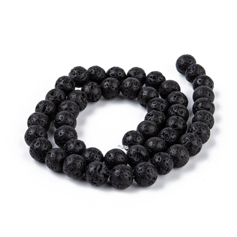 Lava Rock Beads, Semi-Precious Stone, Black, 8mm, 48pcs/strand