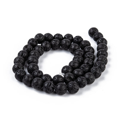 Natural Lava Rock Gemstone Round Bead Strands, Black, Porous Beads. Excellent Lava Beads for DIY Jewelry Making Projects. Great Beads for Bracelets and Necklaces.  Size: 10mm, Hole: 1.5mm; approx. 36pcs/strand, 15.7 inches.  Material: The Beads are Natural Lava Stone; Lava Beads (Basalt) are a Form of Molten Rock. Lava Stones are Fairly Lightweight; Making them Great for Jewelry. 