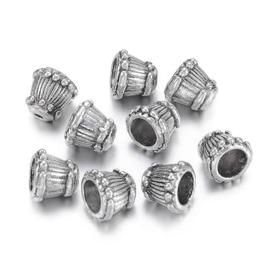 Alloy Bead Caps, Bead Cones Antique Silver Color for DIY Jewelry Making Projects.  Size: 9mm Width, 8mm Length, Hole: 2mm, approx. 9pcs/package.  Material: Tibetan Alloy Bead Caps, Cone Shape. Silver. Cadmium, Lead and Nickel Free.