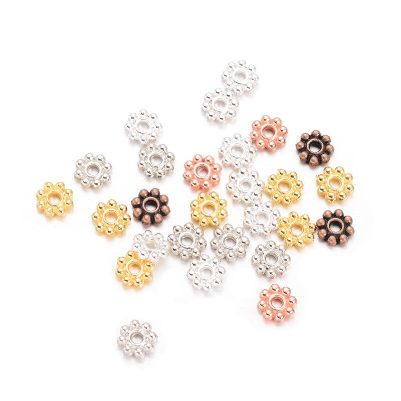 Daisy Spacer Beads, Mixed Color, 5x1.5mm, 100pcs/bag