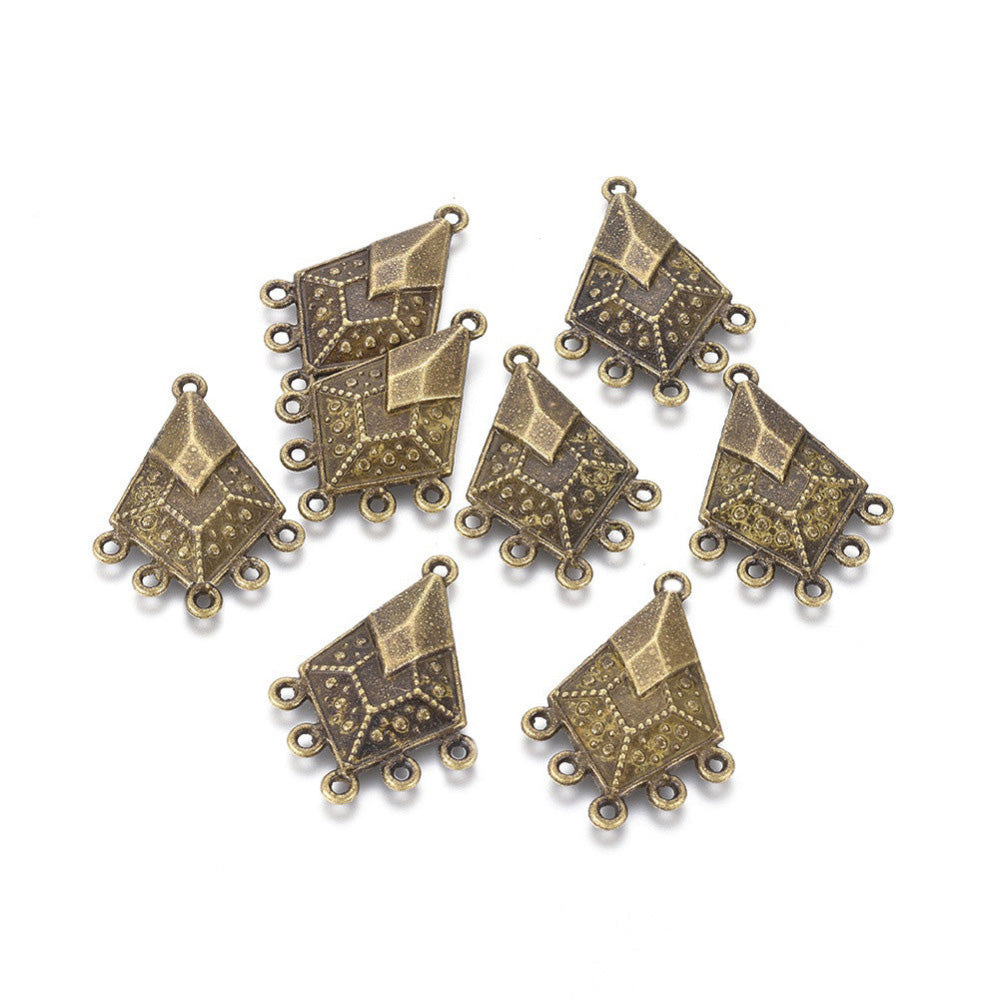 Chandelier Link Connectors, Rhombus. Antique Bronze Colored Connectors for DIY Jewelry Making. Great for Making Boho Earrings or Dangle Earrings. Earring Component Links.  Size: 31mm Length, 22.5mm Width, 3mm Thick, Hole: 1.5mm, Quantity: 2pcs/bag.  Material: Alloy (Nickel, Lead and Cadmium Free) Connectors, Links. Antique Bronze Color. 