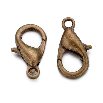 Lobster Claw Clasp for DIY Jewelry Making. Antique Bronze Color, Parrot Trigger Clasps.  Size: 16x8mm, Hole: 2mm, 10 pcs/package  Material: Alloy Lobster Clasps, Nickel, Cadmium and Lead Free. 
