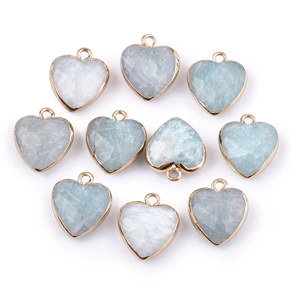 Amazonite Semi-Precious Gemstone Pendants, Faceted, Heart, 16x14mm ...