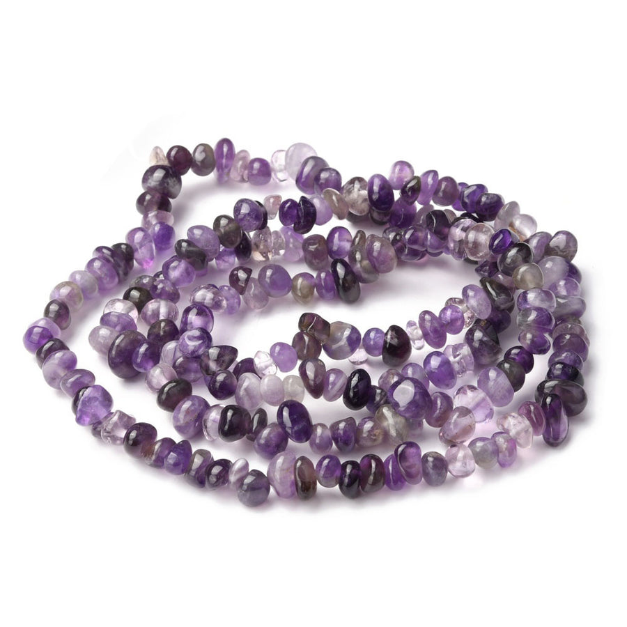 Natural Amethyst Chip Bead Strands. Amethyst Gemstone Beads Strands, Chip. Dark Purple Amethyst Nuggets, Natural Stone Chip Beads for DIY Jewelry Making.  Size: approx. 5-9mm x 5-10mm x 3-7mm Wide, Hole: 1mm; approx. 34" Inches Long.  Material: Genuine Natural Amethyst Beads, Chip Size: 5-10mm chips, hole: 1mm. High Quality Crystal Chip Beads. Polished, Shinny Finish. 