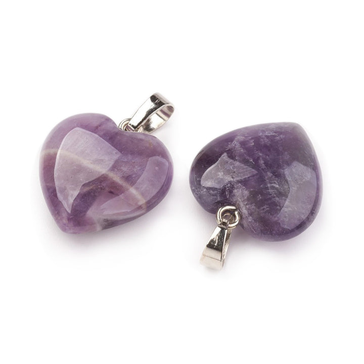 Amethyst Pendant, Semi-Precious Gemstone, Heart, 22x18mm, 1pcs/package