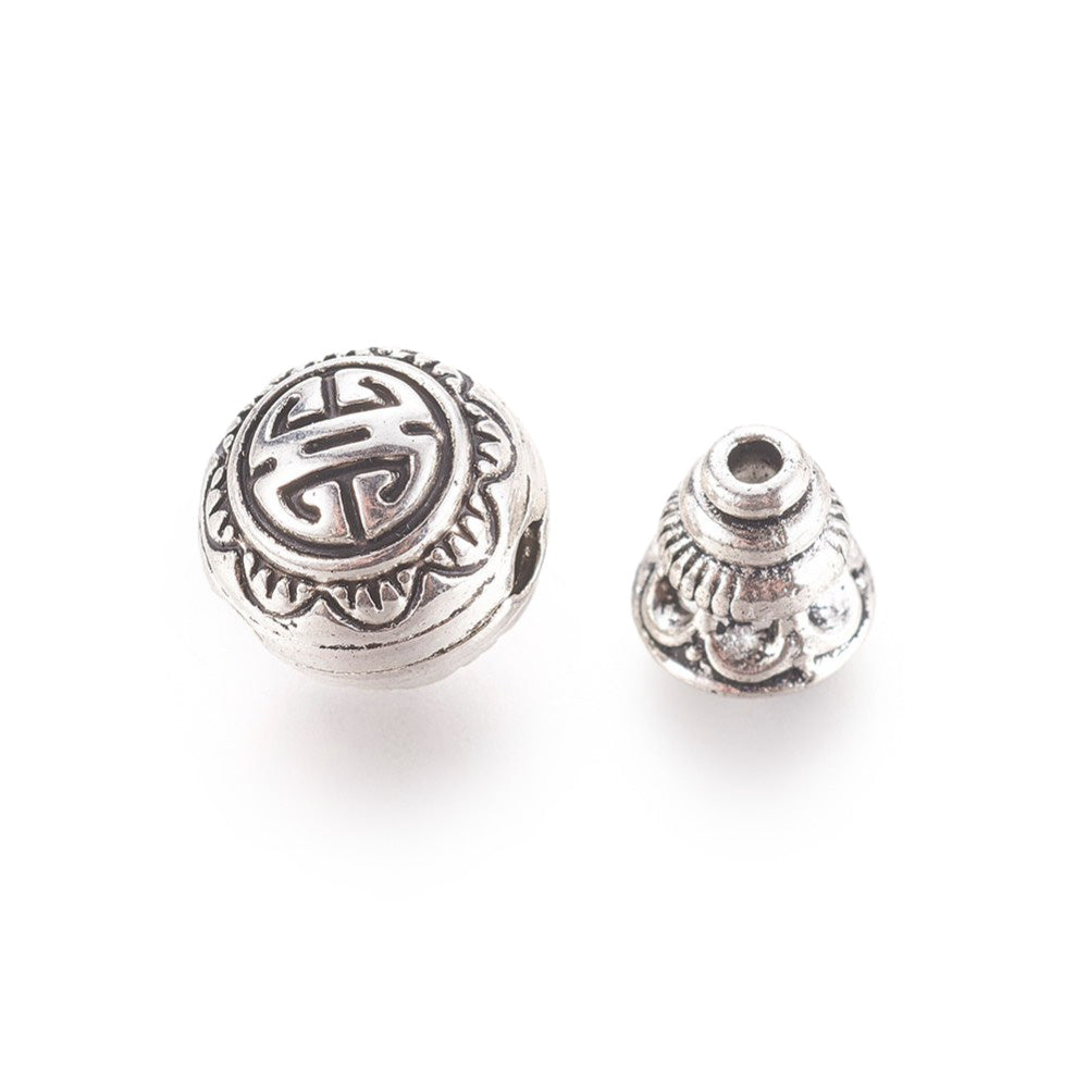 Alloy Guru Bead, Antique Silver T-shape 3 Hole Round, Buddha Metal Bead for DIY Jewelry Making.   Size: 10mm Diameter, Calabash Bead 7.5x7.5mm, Hole: 1.5mm, Quantity: 1pcs ( 1 set)  Material: Alloy Guru Beads. Antique Silver Color with a Pattern.