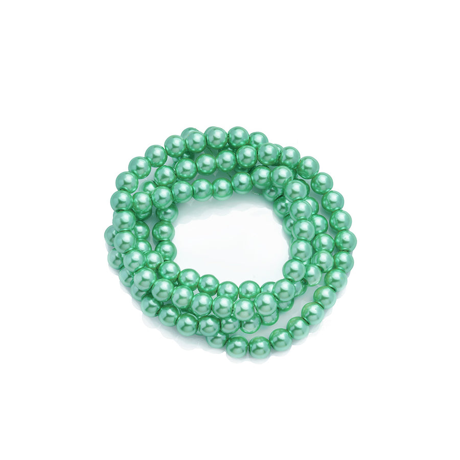 Glass Pearl Beads Strands, Round,  Candy Apple Green Color Pearls. Metallic Light Green Beads for DIY Jewelry Making.  Size: 6mm in diameter, hole: 0.5mm, approx. 140pcs/strand, 32 inches/strand. bead lot