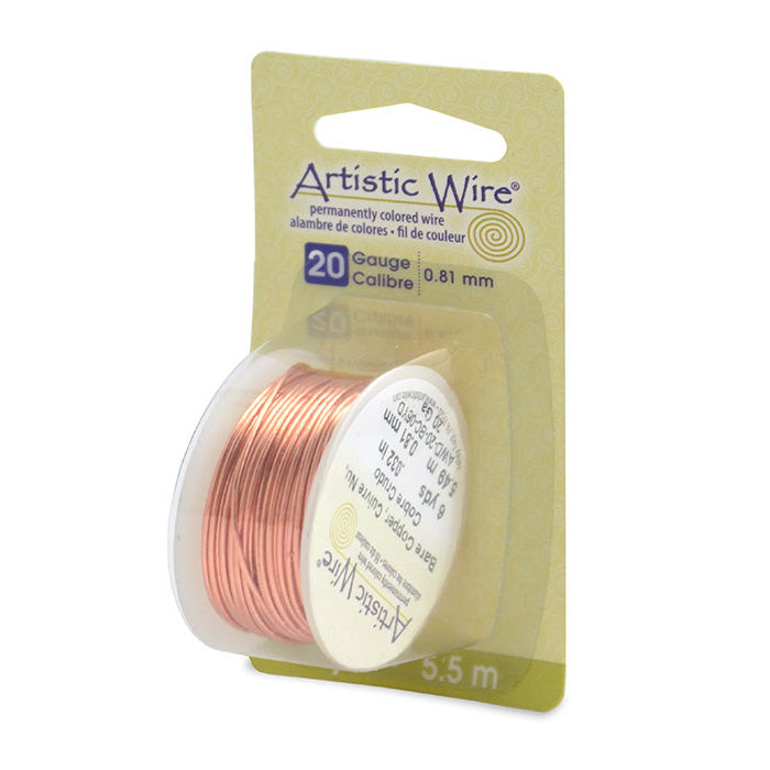 Bare Copper Craft Wire for DIY Jewelry Making and Wire Wrapping Projects.  Size: 20 Gauge (0.81mm) Copper Craft Wire, 6 yd/5.5m Length.  Color: Copper  Material: Bare Copper Wire  Brand: Artistic Wire