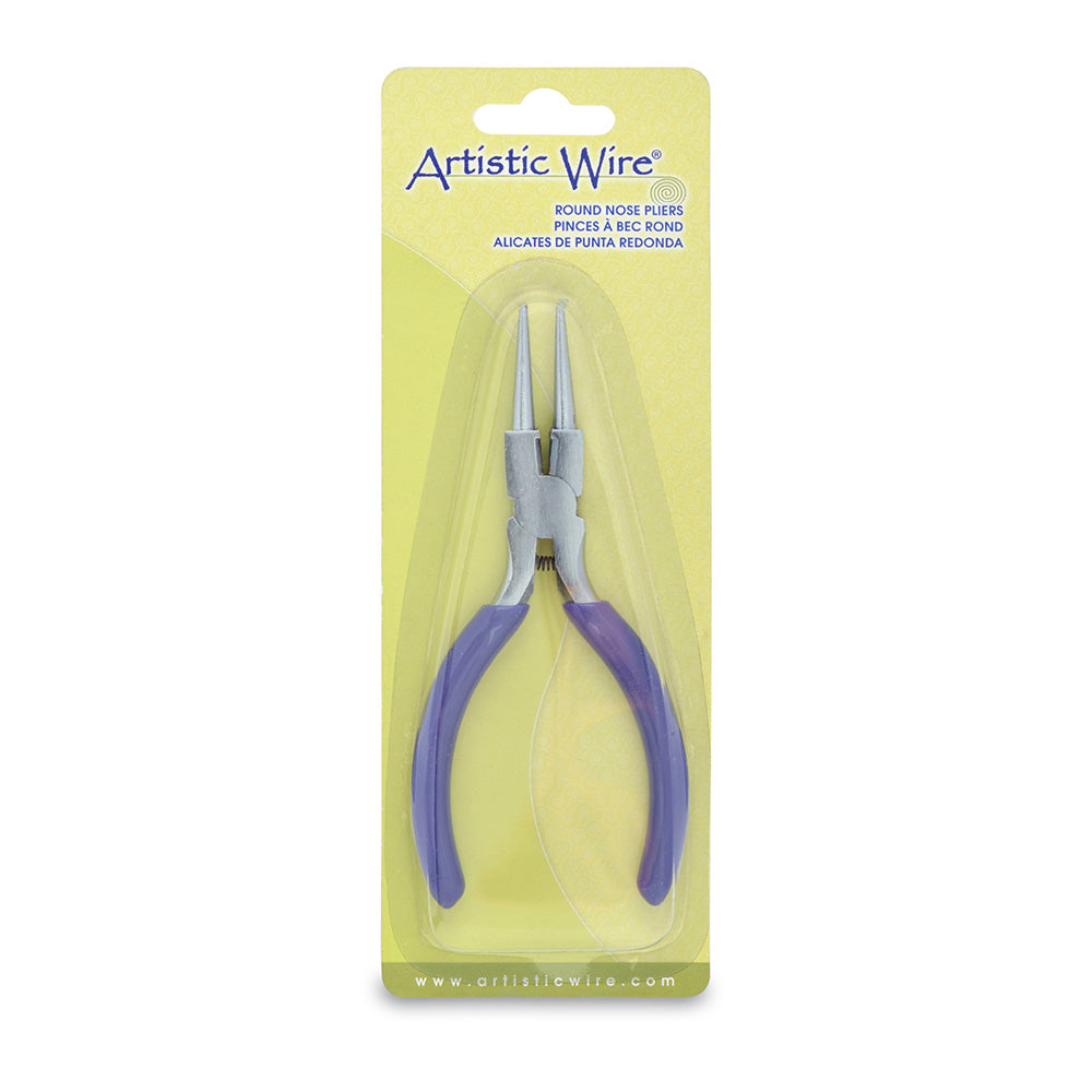 Purple Carbon Steel Jewelry Round Nose Plier and Wire Cutter for DIY Jewelry Making Projects.   Material: Carbon Steel Pliers, (13.3 cm) 5 1/4 inches Long, Purple Color  Use: Round Nose pliers with a cutter, create loops, bends and use for making jump rings. Economy grade pliers for Artistic Wire projects. 
