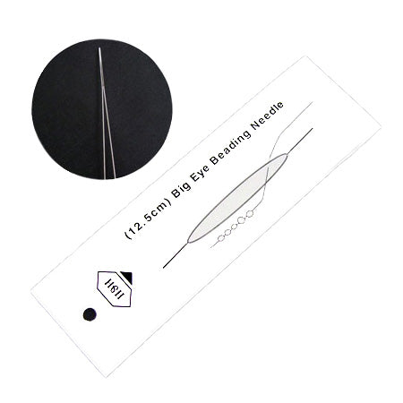 Stainless Steel Big Eye Beading Needle for Jewelry Making Projects.  Size: 125x0.3mm, 1 Needle/package.  Material: Stainless Steel Collapsible Big Eye Beading Needle.