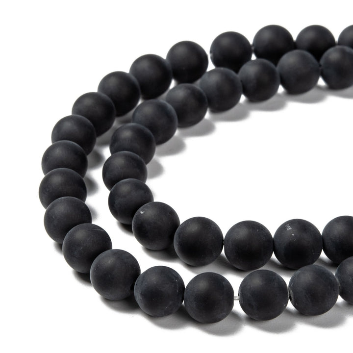 Grade A, Gemstone Beads, Black Agate, 8mm Natural Stone Bead Strands, Frosted Black Beads