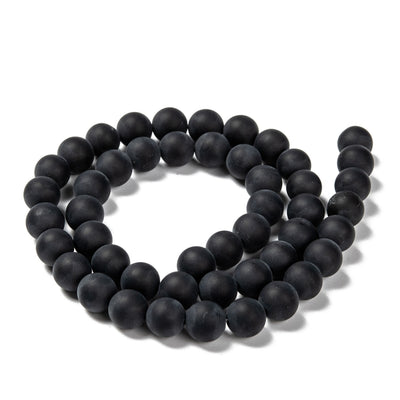 Premium Quality  Grade A Black Agate Beads, Dyed, Frosted Black Color. Semi-Precious Gemstone Beads for DIY Jewelry Making. Great for Stretch Bracelets and Necklaces.
