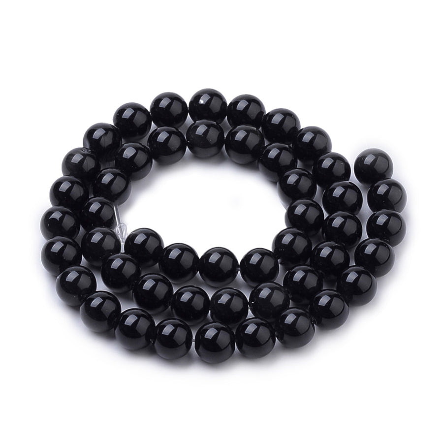 Black Onyx natural stone beads black onyx gemstone beads Black Onyx Beads, Dyed, Black Color. Semi-Precious Gemstone Beads for DIY Jewelry Making.   Size: 10-10.5mm Diameter, Hole: 1.2mm; approx. 36pcs/strand, 15" Inches Long.  Material: High Quality Black Onyx, Black Color. Polished, Shinny Finish.