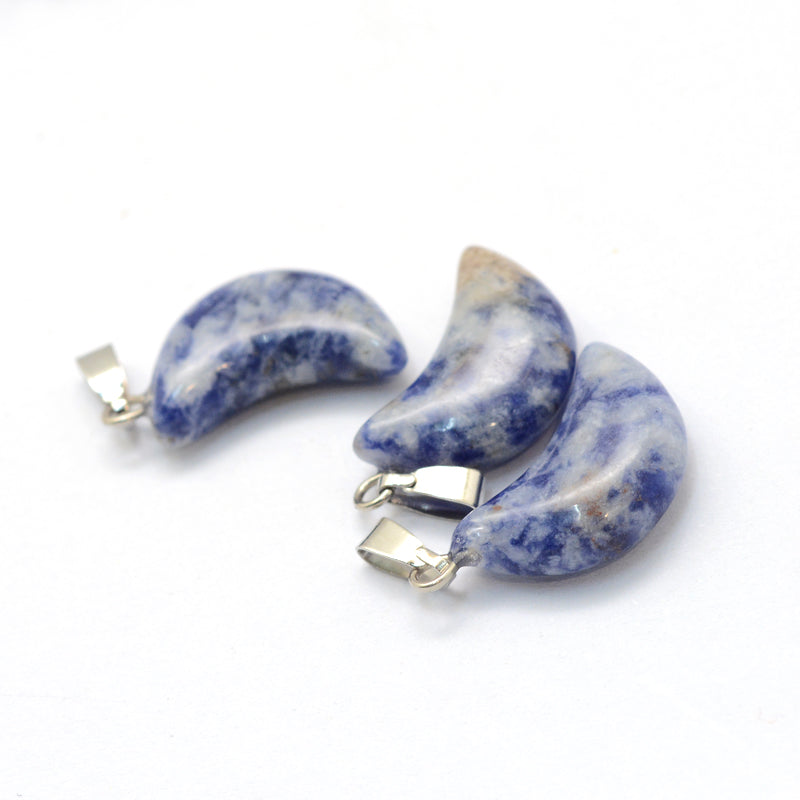 Blue Spot Jasper Pendants, Semi-Precious Gemstone, Moon, 22x14x6mm, 1pcs/package